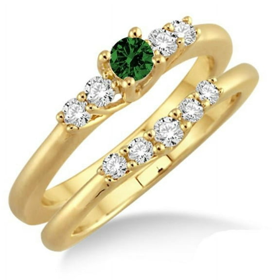 1.5 Carat 6mm Round Cut Moissanite Diamond Wedding Ring Affordable Bridal Set On 10K Yellow Gold
