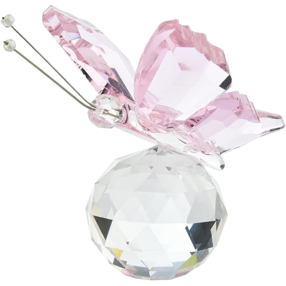 1Pc Pearl Pink Transparent Glass Butterfly Ornament 60x75mm Figurine for Home Display Table Centerpiece Shelf Decor