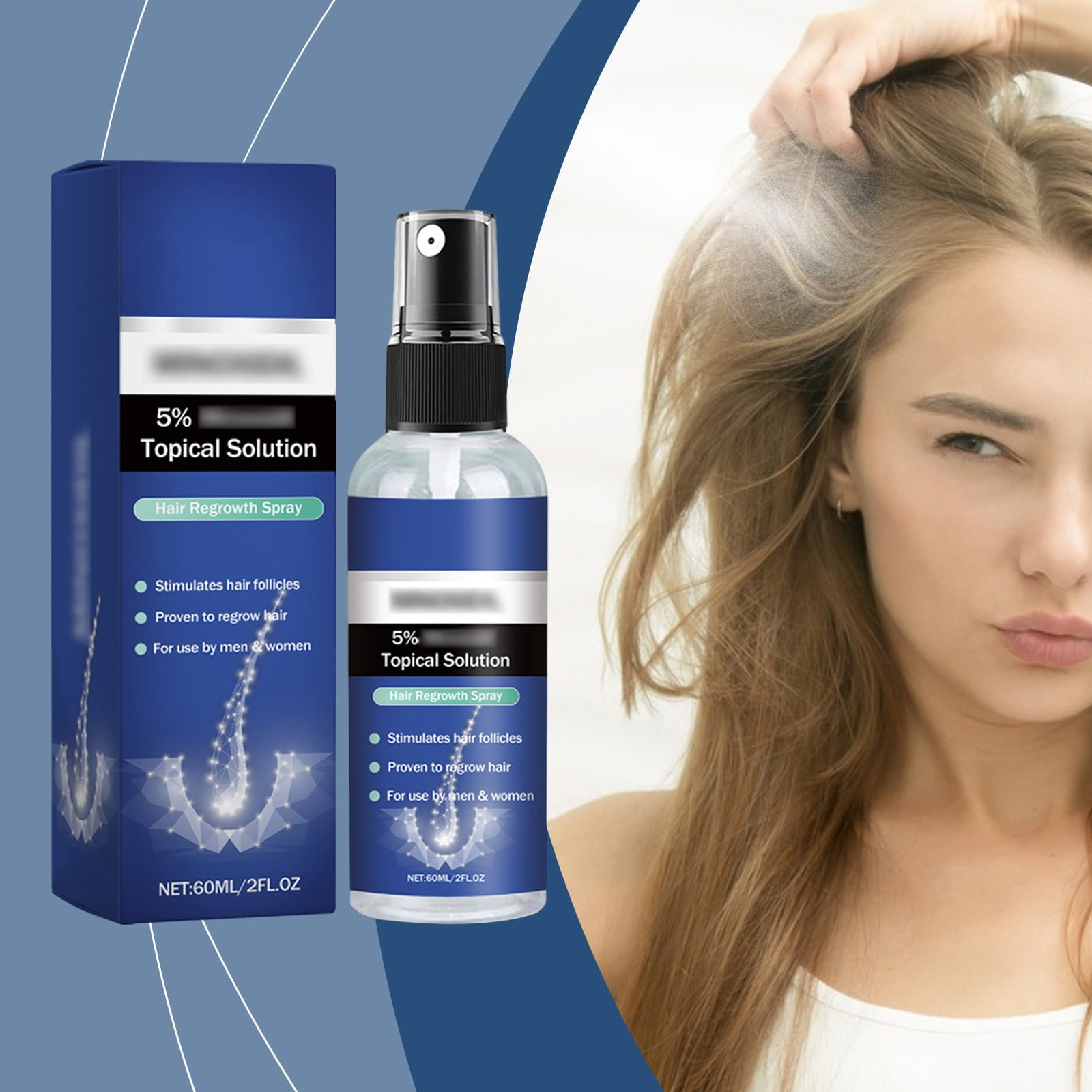 5% Solución Tópica Spray para el Crecimiento del Cabello Yellow Tong ...