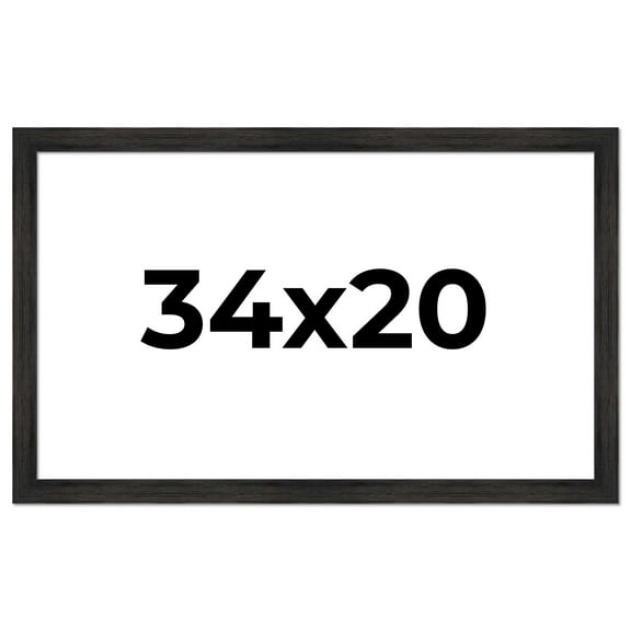 34x20 Frame Black Rustic Barnwood Solid Wood Picture Frame | 1.5 Inch Moulding Width | Includes UV