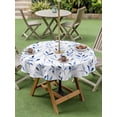 thumbnail image 5 of Outdoor Tablecloth with Umbrella Hole Zipper Blue Leaf Round Tablecloth 60" Waterproof Outside Table Cloth Modern Botanical Foliage Plant Country Flower Patio Table Cover Tablecloths for Picnic Party, 5 of 8