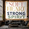 thumbnail image 6 of Soft Heart Strong Spirit Message on Color Art, Inspirational Retro Style for Rainbow Decor Lovers, Positive Wall Decor, Friendship Gift, Tapestry Wall Hanging for Bedroom and Dorm, 6 of 7