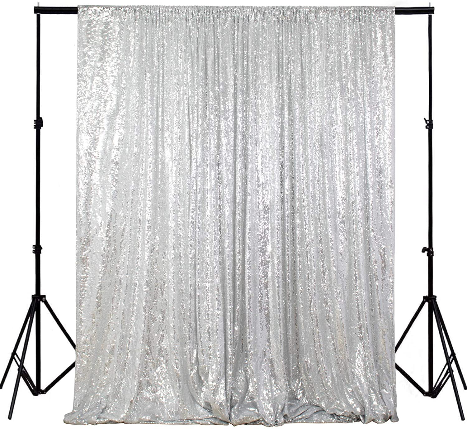 Silver Glitter Backdrop Curtain 4ftx6ft Sequin Photo Booth Backdrop Drapes Party Photography Backdrop Background