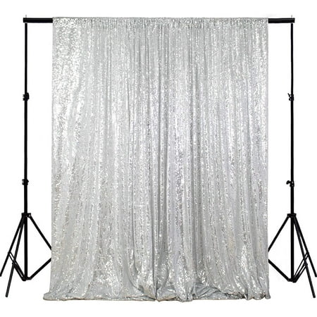 Image of Sequin Backdrop-Silver-7FTx7FT Sequin Backdrop Curtain Shimmer Sequin Backdrop for Photography Glitter Backdrop