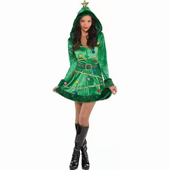 Christmas for women Elegant For Holiday Stage Performance Party Dress With Hood And Flowy Design
