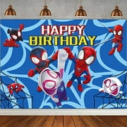 Spidey Party Background Spider Friends Childrens Birthday Party Photo Backdrop Background Spider Baby Shower Photography Banner Decoration, 5 x 3 FT