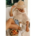 thumbnail image 4 of Womens Summer Scoop Neck Short Sleeve Sweater Casual Crochet Hollow Out Knit Tops Pullover Shirts Beach L, 4 of 6