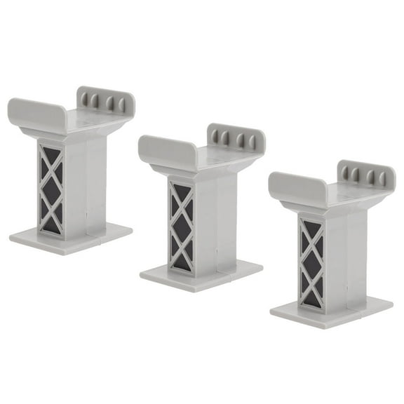 LOLIPPYY 3Pack Decorative Bridge Pier Toy Support for Train Tracks Grey Plastic