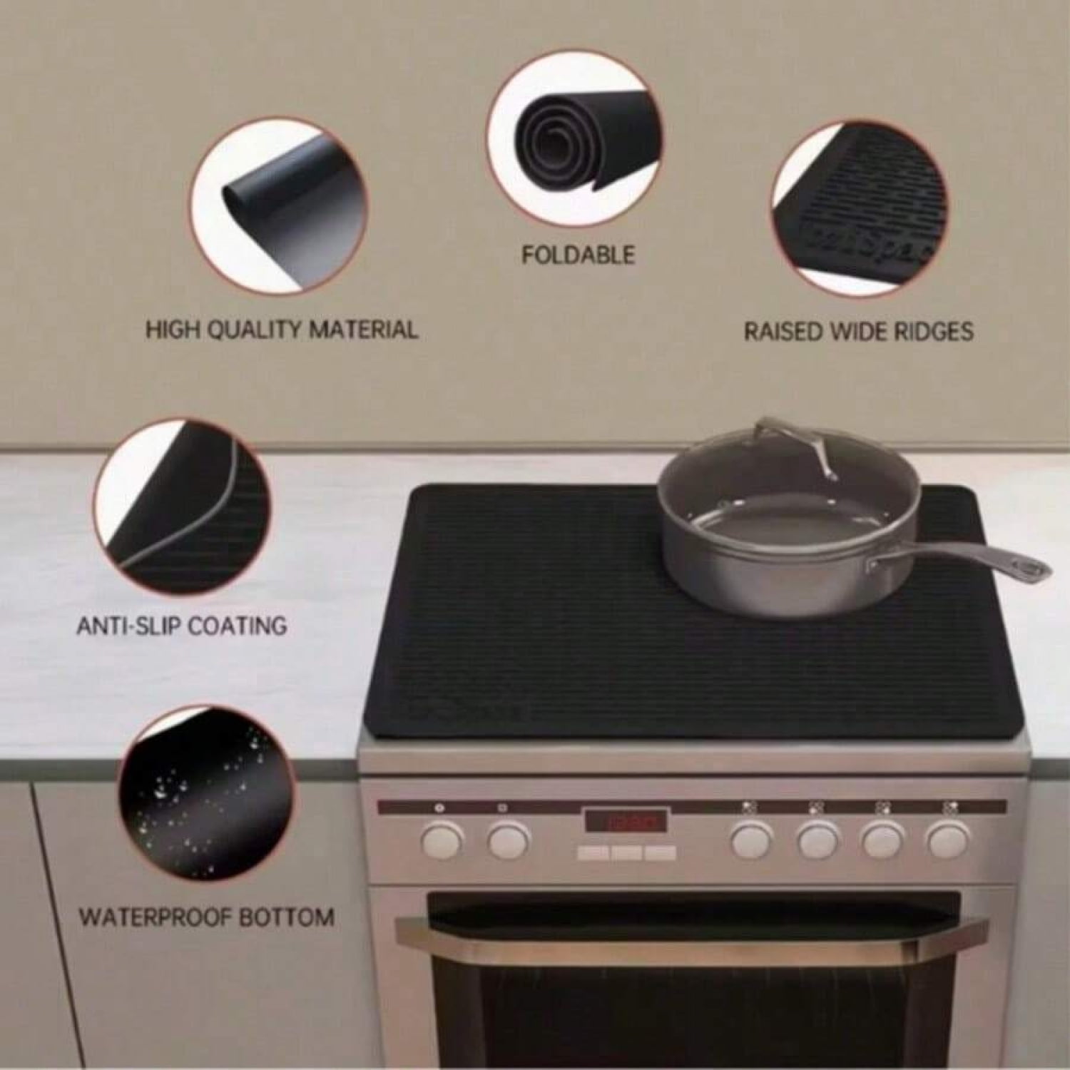 1pc Silicone Stove Top Covers - Heat Resistant, Non-Slip, Easy Clean - For Electric Stove, Glass Top Stove - Kitchen Accessories - Perfect Gift For Housewarming