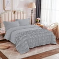 thumbnail image 2 of Half Ruffle Duvet Cover Set 5 Piece, 100% Egyptian Cotton, with Hidden Zipper Closure, 400 Thread Count, Half Ruffle Design, Extra Soft and Luxury - Light Grey Solid, Super King Plus Size., 2 of 4