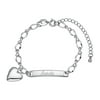 Personalized Planet Silver-Plated Girls' Heart Charm Bracelet, 6"+2" Ext ,Women's