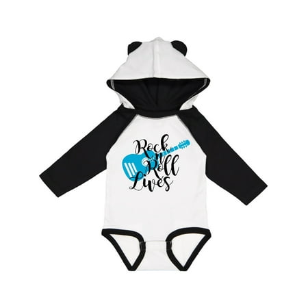

Inktastic Rock and Roll Lives with Blue Guitar Gift Baby Boy or Baby Girl Long Sleeve Bodysuit