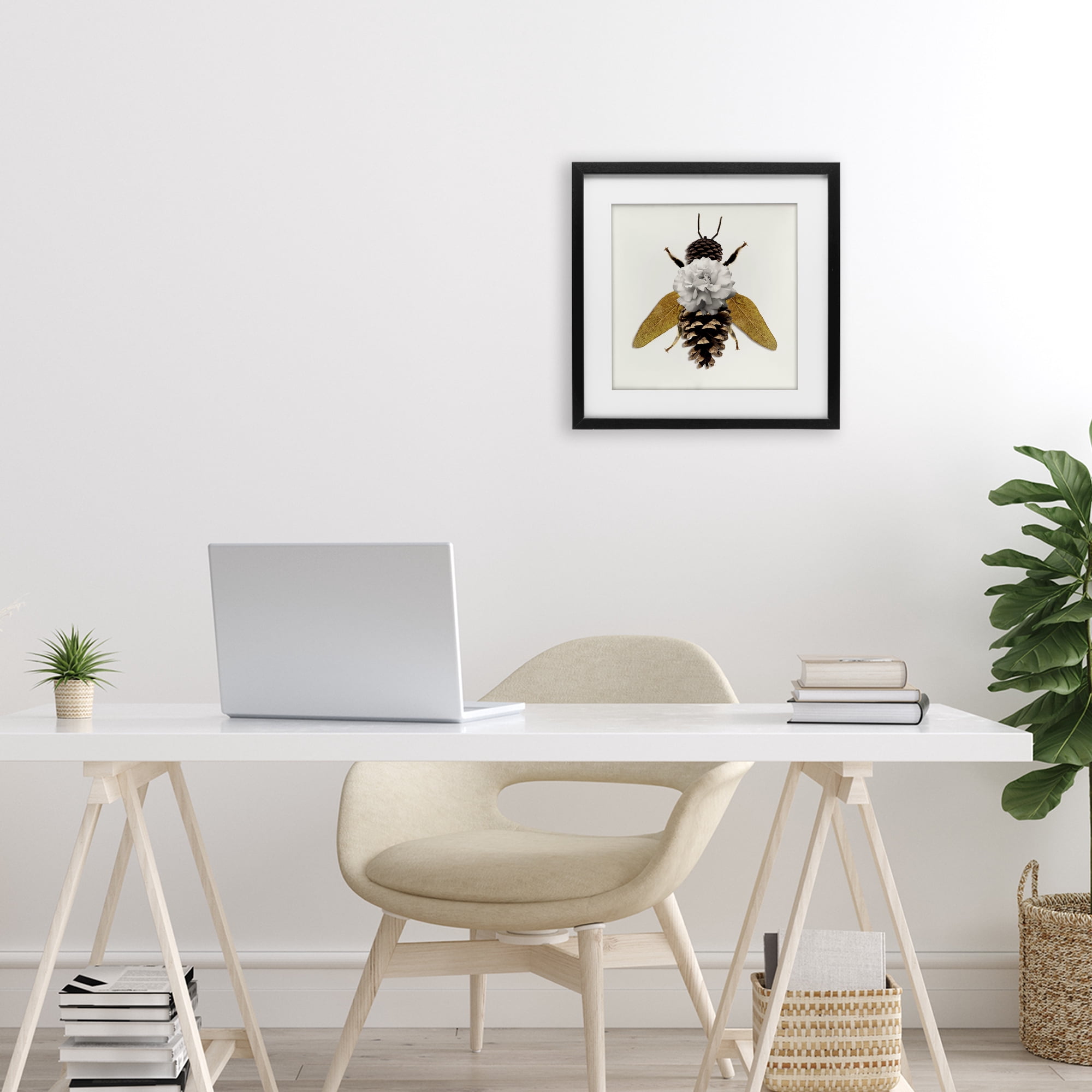Nature Constructed Bee Black Framed Print Under Glass, design by Sasha