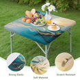 thumbnail image 4 of Blue Gold Marble Pattern Square Fitted Tablecloth with Elastic Edge,Square Table Cover,Washable Elastic Table Cover for Home Kitchen Party Decor 36"x36", 4 of 6