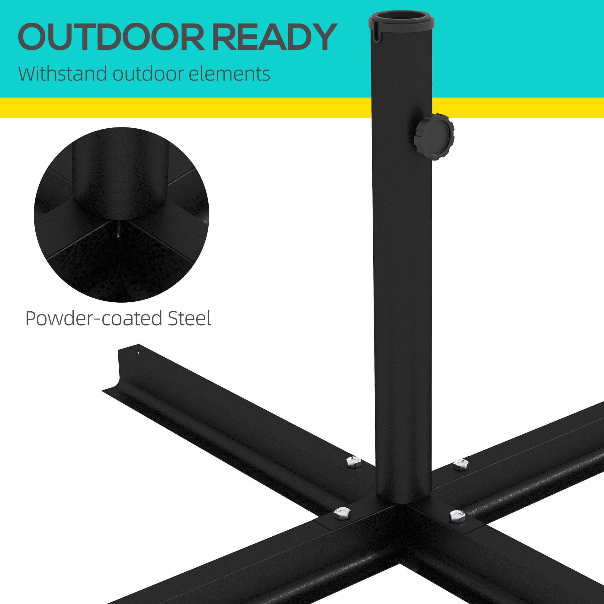 Outsunny Outdoor Universal Cross Brace Stand, Cross Umbrella Base, Black