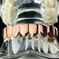 thumbnail image 2 of 14k Rose Gold Plated Fang Grillz Bottom 8 Eight Teeth Vampire Hip Hop Grills, 2 of 7