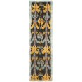 thumbnail image 1 of Safavieh Ikat 2'3" X 8' Hand Tufted Wool Pile Rug in Charcoal and Blue, 1 of 4
