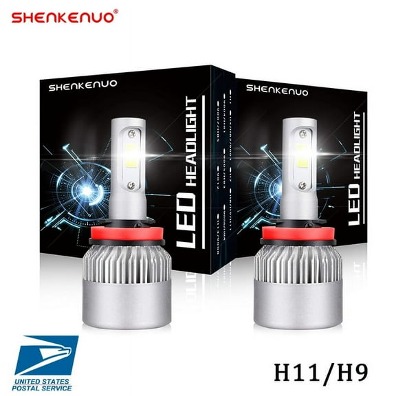 SHENKENUO 2x H11 H9 LED Headlights Light Bulbs LEDs Low Beam Super Bright 36W 360000LM White 6000K