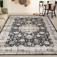 thumbnail image 2 of HOMERRY Indoor Washable 5' x 7' Area Rug Floral Geometric Rug for Living Room, Black, 2 of 6