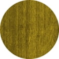 thumbnail image 1 of Ahgly Company Machine Washable Indoor Round Abstract Yellow Contemporary Area Rugs, 3' Round, 1 of 4