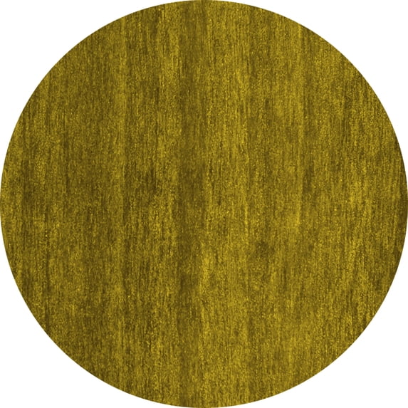 Ahgly Company Machine Washable Indoor Round Abstract Yellow Contemporary Area Rugs, 3' Round