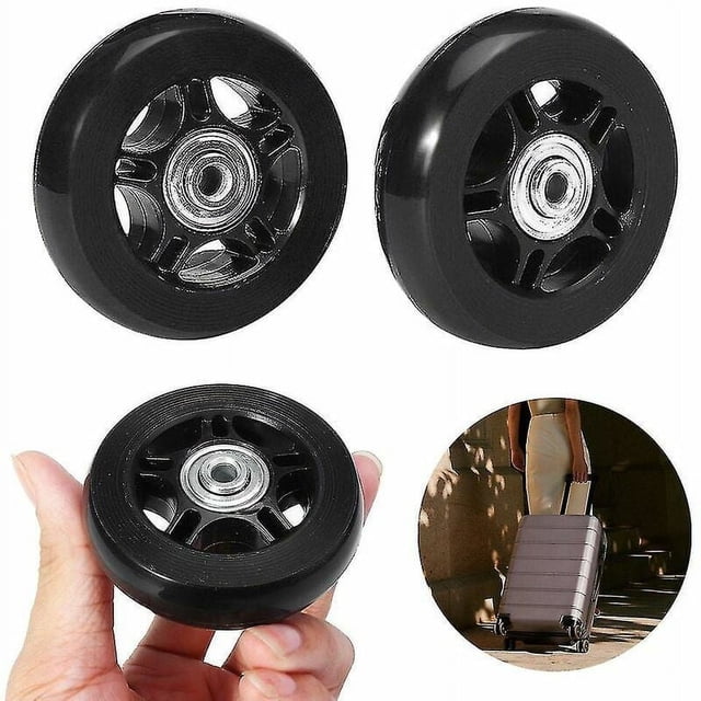 2 piezas de repuesto para ruedas de maleta de equipaje, ruedas giratorias de goma, kits de reparación de cojinetes de 80 mm y 24 mm