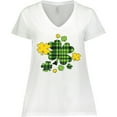 thumbnail image 3 of Inktastic St. Patrick's Day Plaid Green and Yellow Shamrocks Women's Plus Size V-Neck T-Shirt, 3 of 5