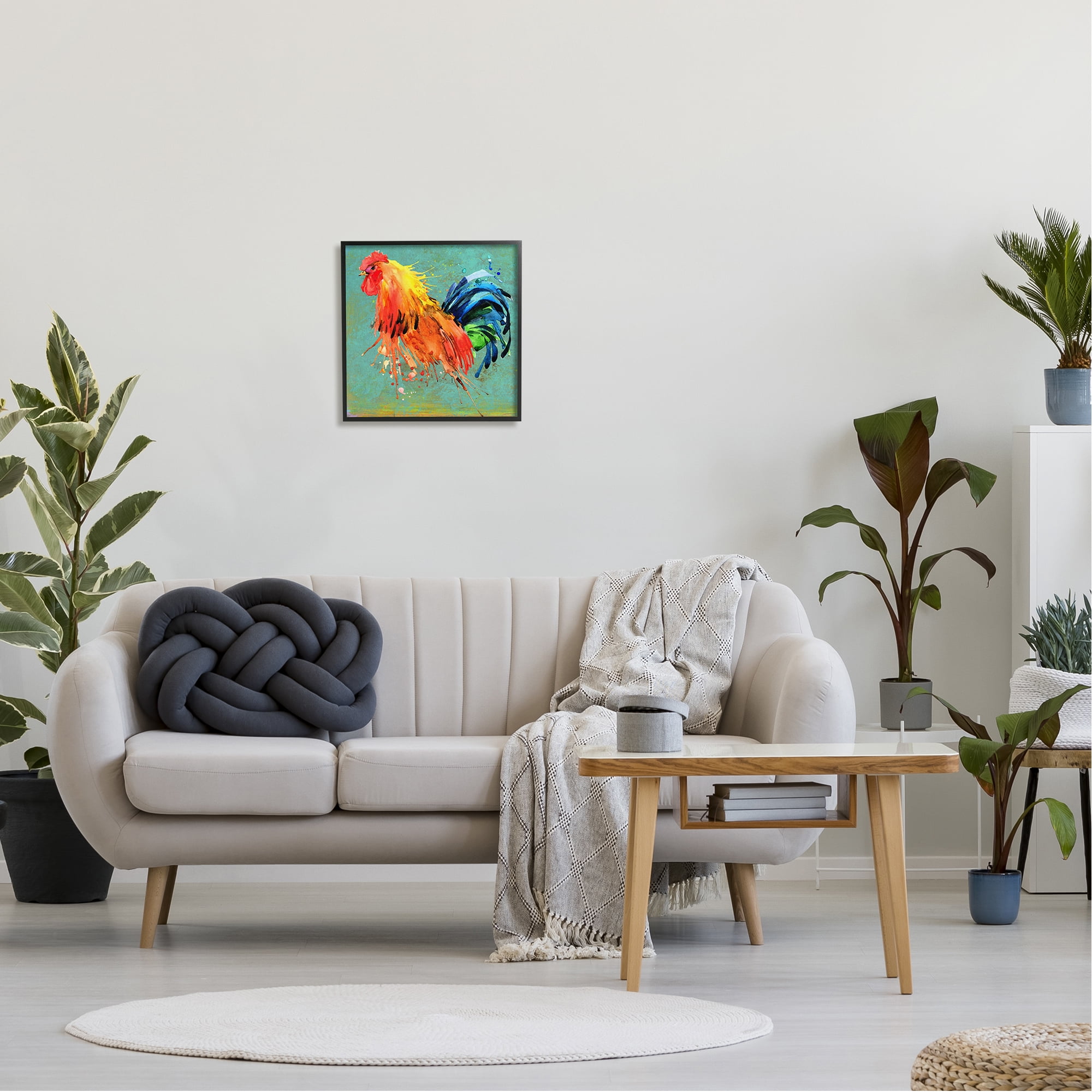 Stupell Urban Abstract Rooster Splash Animals & Insects Painting Black Framed Art Print Wall Art