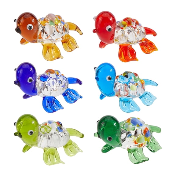 ACDANC 6 Packs Handmade Mini Sea Turtle Art Glass Blown Sea Animal Figurine,Handmade Tiny Turtle Hand Blown Glass Ornaments Gifts Decor Collectible Figurine Gardens