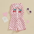 thumbnail image 2 of Bagilaanoe Newborn Baby Girl Boys Casual Jumpsuit Shorts Plaid Sleeveless Bodysuit 12M 18M 24M 3T 4T 5T Kids Casual One Piece Romper, 2 of 7
