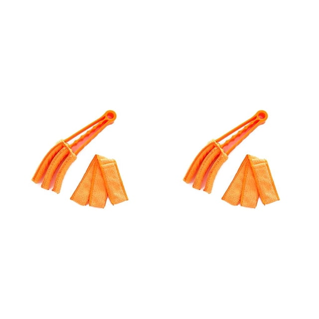 Toystoory Cepillo de limpieza de salida de aire acondicionado Mango de PP Cepillos de sombra de ventana desmontables Herramientas con paño Amarillo 2Conjunto