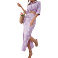 thumbnail image 1 of Conjunto De Falda Larga Conjunto de falda larga con estampado de hojas Estilo elegante Ropa de vacaciones para mujer (Púrpura S) Ygjytge para Mujer Púrpura T 3EG, 1 of 8