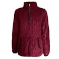 thumbnail image 3 of ShomPort Womens Hoodies Half Zipper Fleece Kintted Ribbed Long Sleeve Lapel Stylish Thermal Outdoor Sweatshirts, 3 of 4