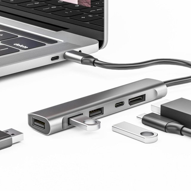 Accesorios 5 en un USB 2,0 base de expansión 480Mbps PD 60W usb Hub 8K/6K/5K/4K 60Hz adaptador para portátil equipo electrónico PC Hugo concentrador usb c 5 en 1