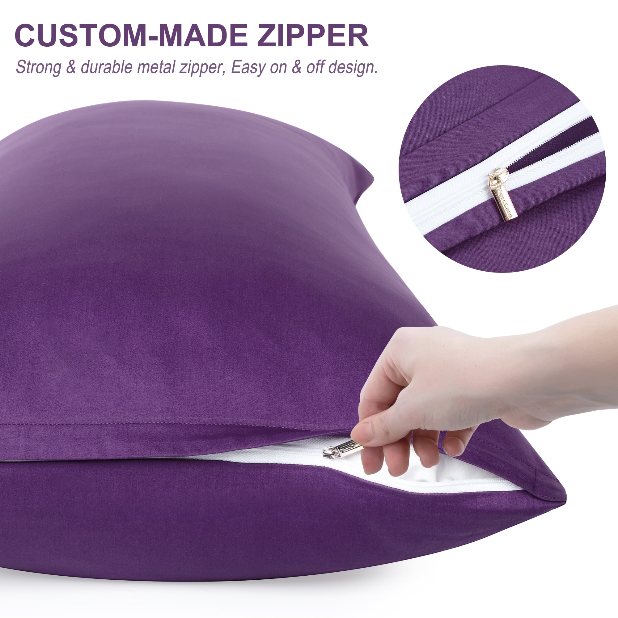 Unique Bargains Cotton Zipper Closure Breathable Body Pillowcase Grape 20"x54"