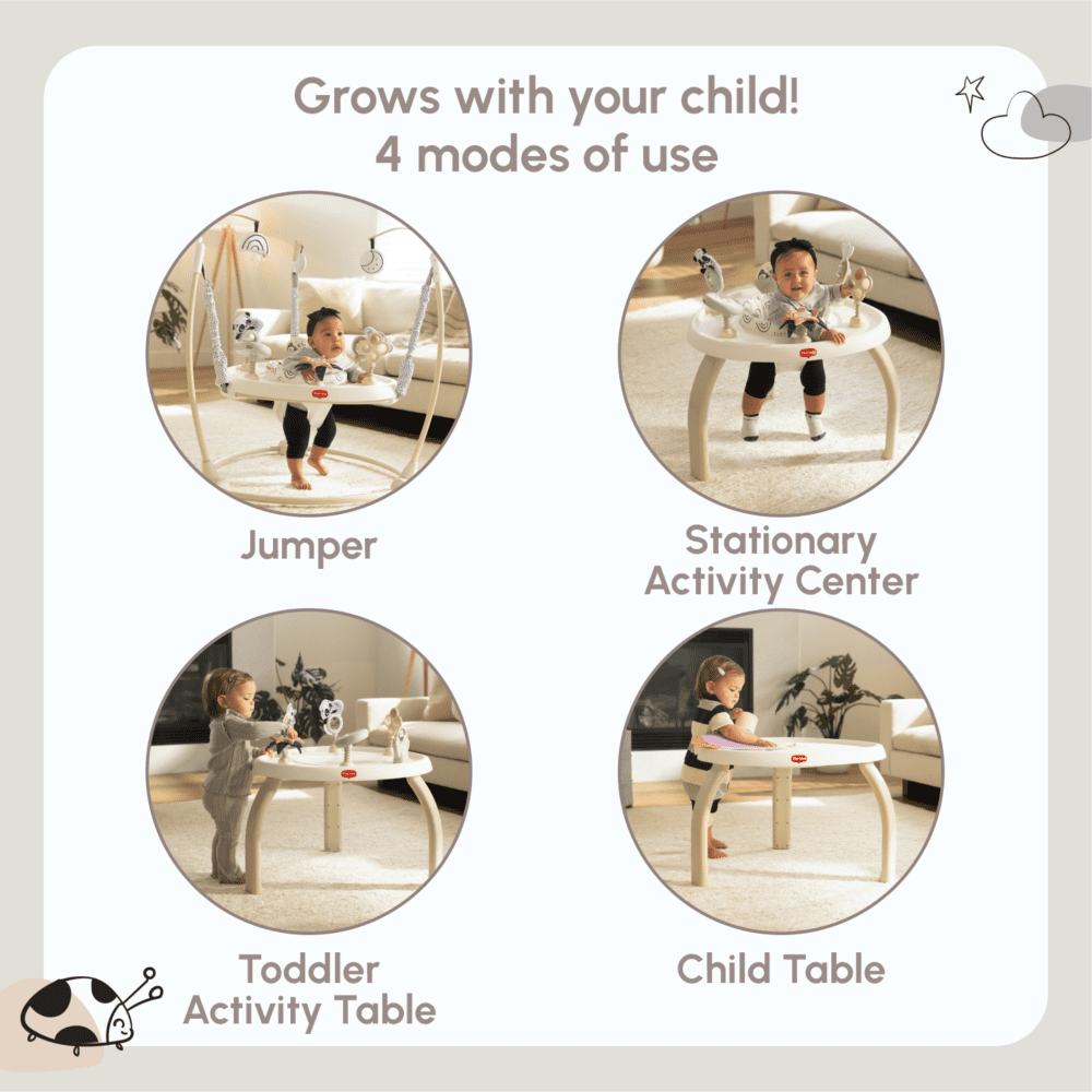 Tiny Love Black & White 4-in-1 Jump & Play Stationary Activity Center