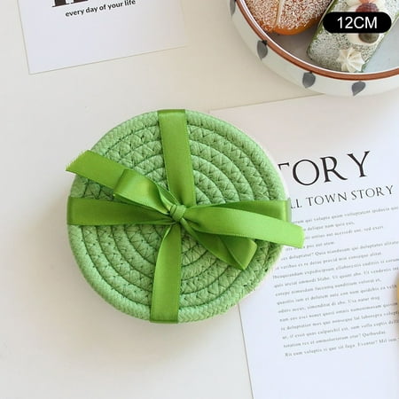

Coasters Set Insulation Mat Water-Absorbing Round Plate Mat Set of 4 with Ribbon TOPOINT
