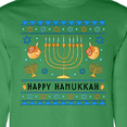 thumbnail image 4 of Inktastic Happy Hanukkah Sweater Style Design with Menorah and Dreidel Long Sleeve T-Shirt, 4 of 5