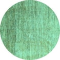 thumbnail image 1 of Ahgly Company Indoor Round Oriental Turquoise Blue Modern Area Rugs, 6' Round, 1 of 4