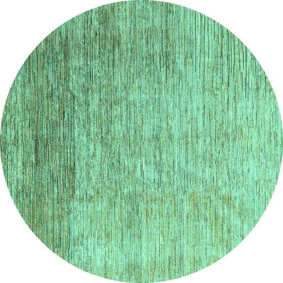 Ahgly Company Indoor Round Oriental Turquoise Blue Modern Area Rugs, 6' Round