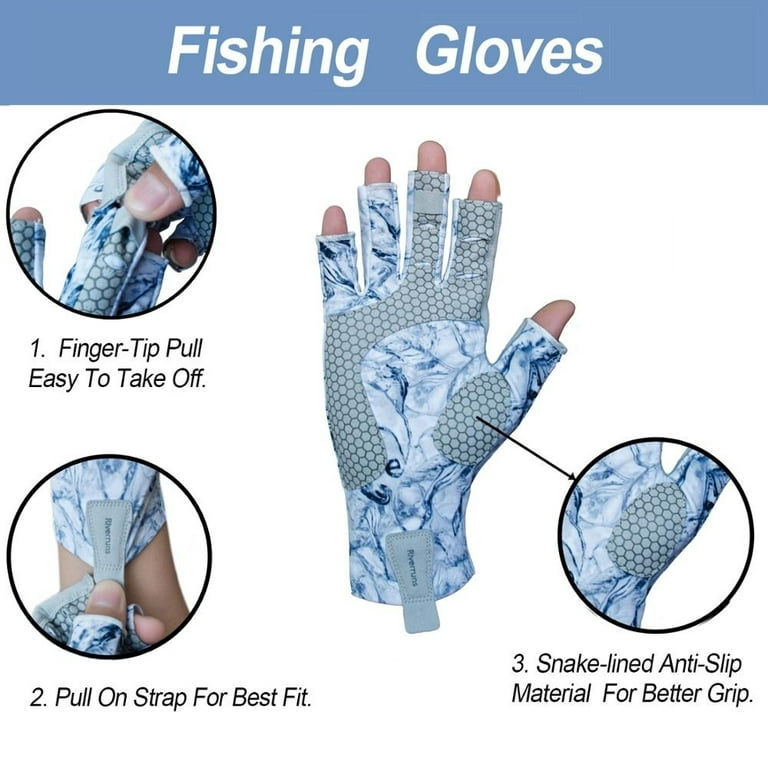 Riverruns Fingerless Fishing Gloves are designed for Men and Women Fishing  Boating Kayaking Hiking Running Cycling 