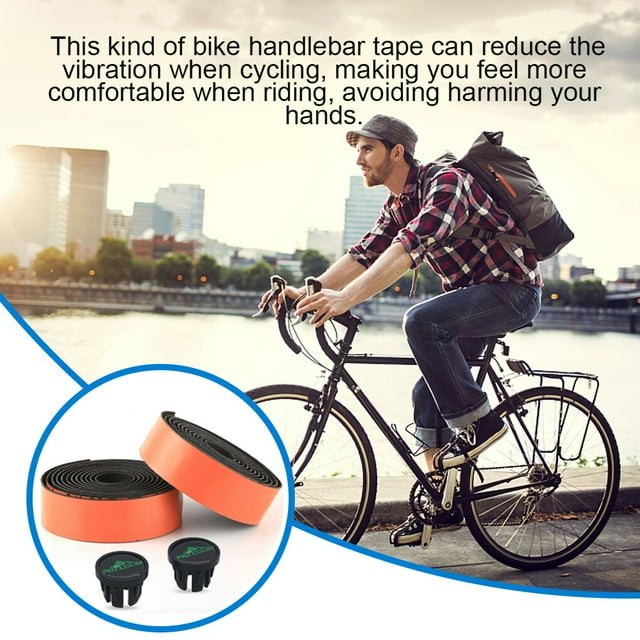 2Pieces/Box Bike Handlebar Wraps Anti-slip Elastic Bicycle Tape Elastic Bicycle Handlebar Self Adhesive Lightweight Cycling Riding Protection Belt Orange