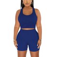 thumbnail image 4 of Bzhegqhd Women's Fashion Two-piece Solid Color U-Neck Tank Top and Short Sports Casual Suit, 4 of 7