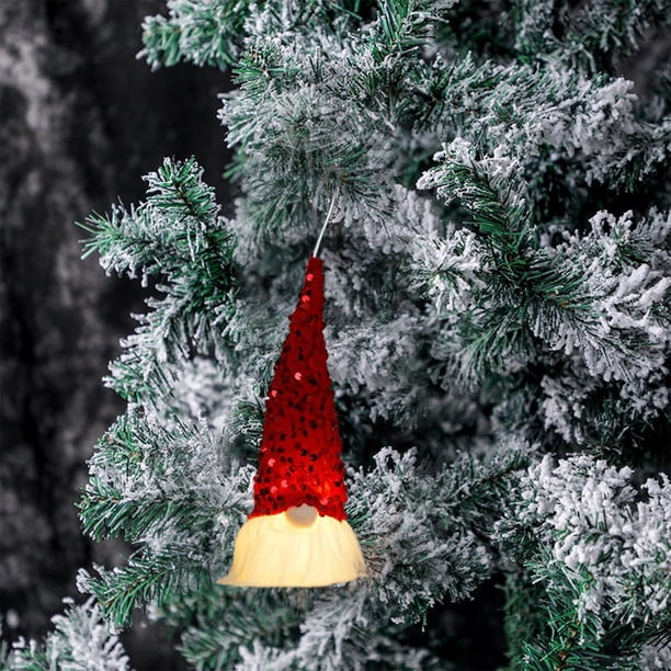 RKSTN christmas ornaments Christmas Knitted Hat With Lights Faceless Doll Pendant Vibe Arrangement Luminous Old Man Small Doll Tree Pendant