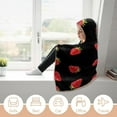 thumbnail image 5 of Hooded Blanket Strawberry Print Flannel Fleece Wearable Blanket, Super Soft Fuzzy Throw Poncho Blanket Cape, 5 of 6