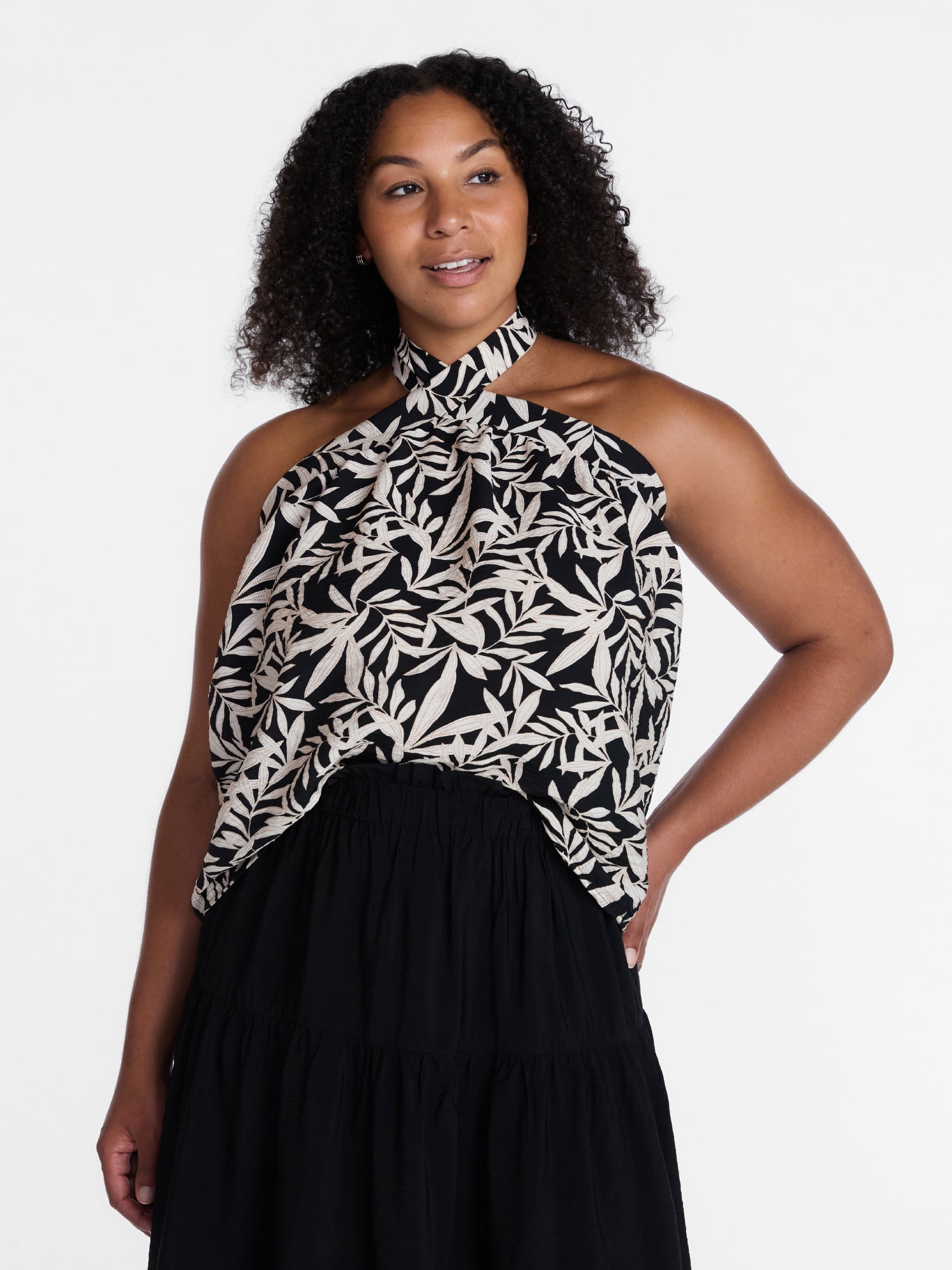 Time and Tru Women's Print Halter Top, Sizes XS-XXXL