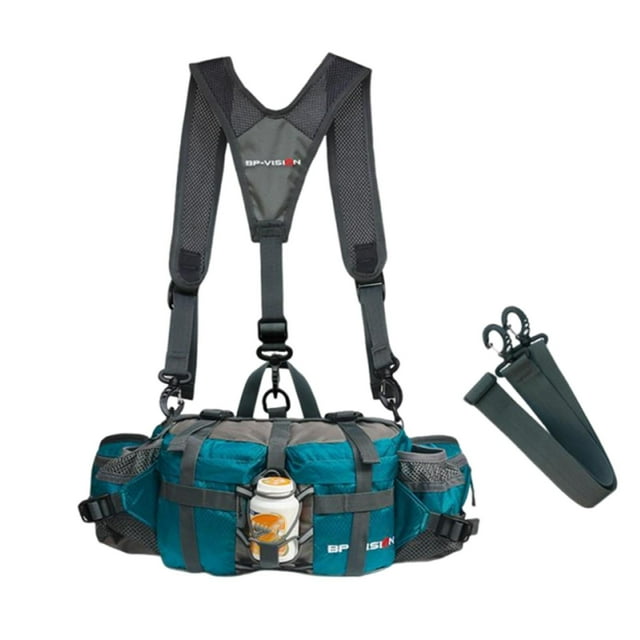 Sky Blue Ultralight Multifunctional Outdoor Waist Bag, Adjustable Strap With Multiple Pockets, Nylon Material For Hiking Running