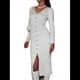 thumbnail image 2 of Vestido Midi de Punto Acanalado para Mujer, Estilo Informal, Cuello en V, Larga, Ajustado, para Otoño de 2025 M, 2 of 10