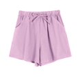 thumbnail image 4 of Lenpel Women's Casual Shorts Elastic High Waisted Mid Thigh Wide Leg Lounge Shorts Summer Beach Shorts with Pockets, 4 of 4