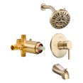 thumbnail image 1 of VEVOR Tub and Shower Faucet Set, Complete with 5-Inch Rainfall Shower Head and Bathtub Spout, 8-Setting Adjustable Spray, Single-Handle Tub Trim Kit, Gold Finish, 1 of 9